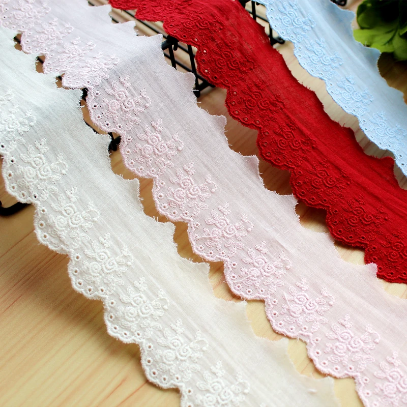 14Yards/Lot.5Cm Pure Cotton Rose Lace Fabric,Soft Baby Clothing Accessories,Handmade DIY Sewing Lace Trim