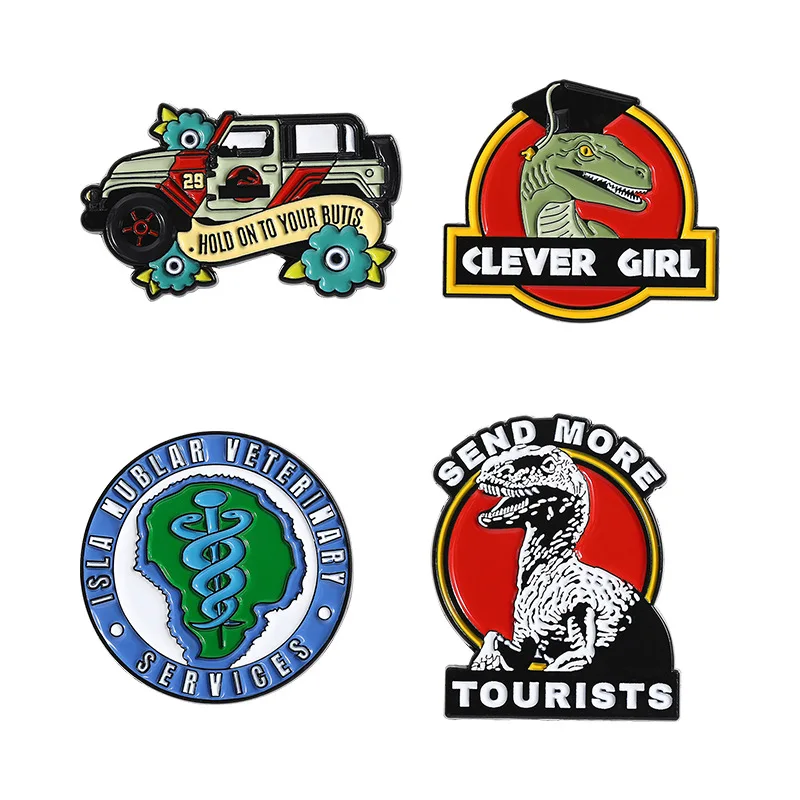 Creative cartoon cute dinosaur Enamel Pins Primitive Forest Series Brooches Backpack Lapel Badge Fun animals Jewelry Gift