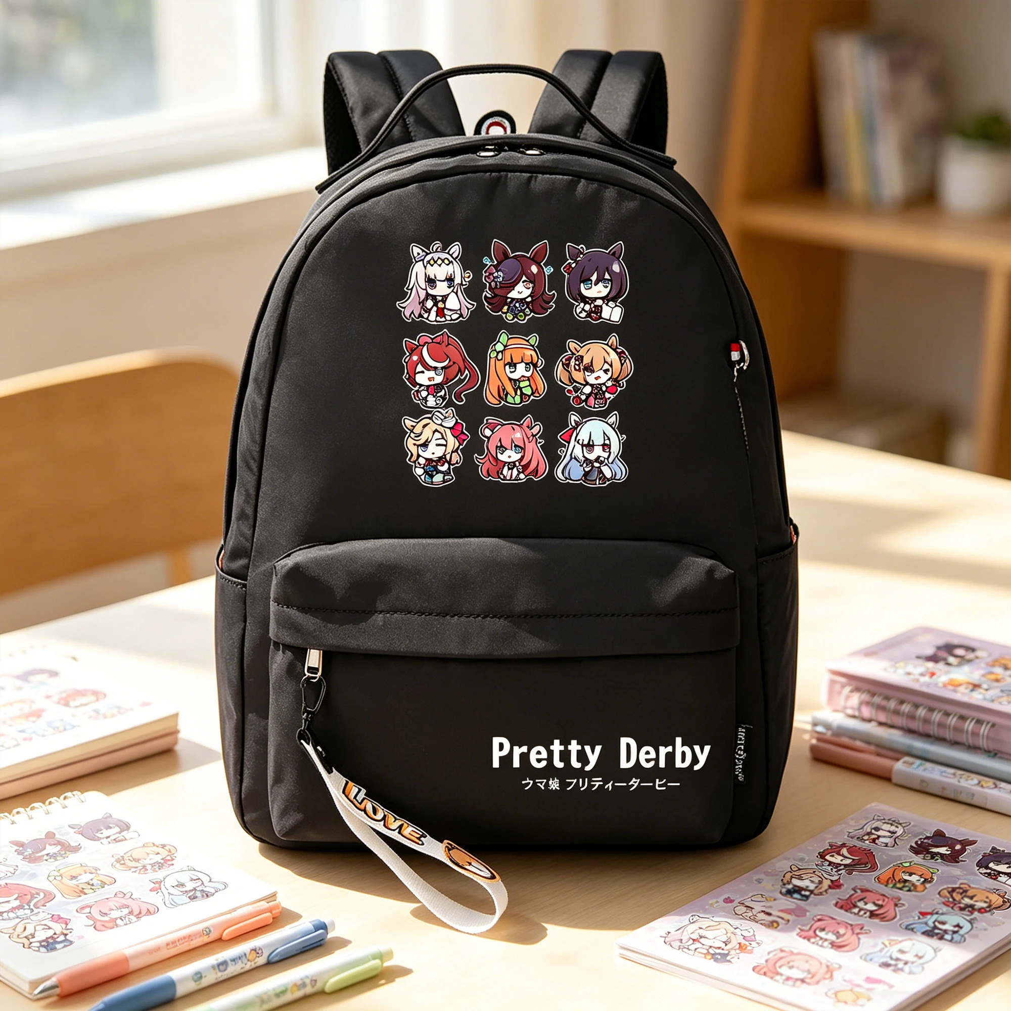Anime Pretty Derby Backpack Girls School Bag Students Bookbag Cute Cartoon Laptop Daypack Small Casual Travel Shoulder Bags