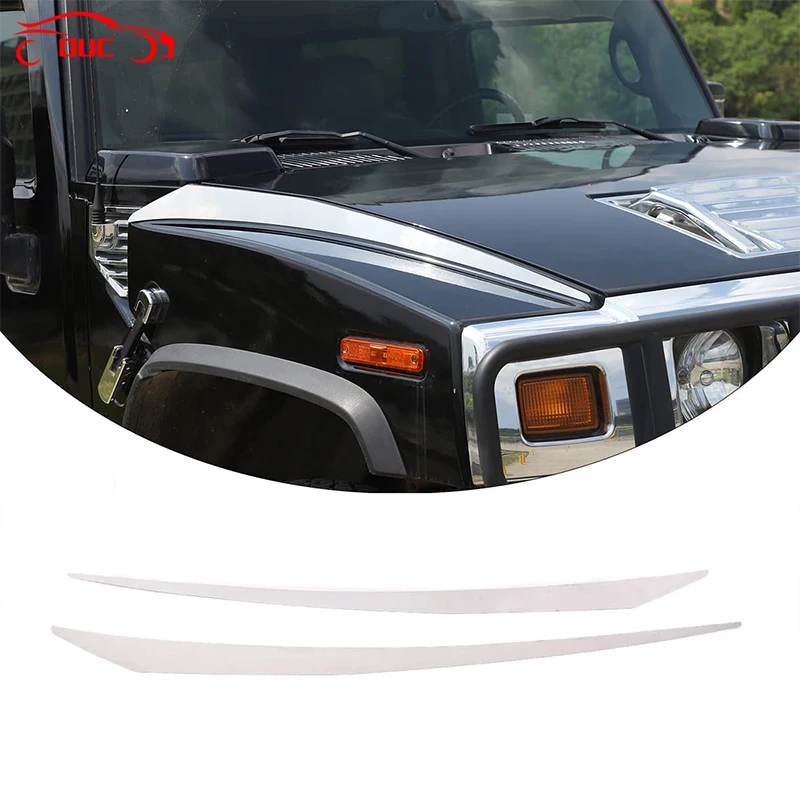 

Stainless Steel Bright Silver Car Hood Engine Cover Side Decorative Strips Trim Stickers For Hummer H2 2003-2009 Car Accessories