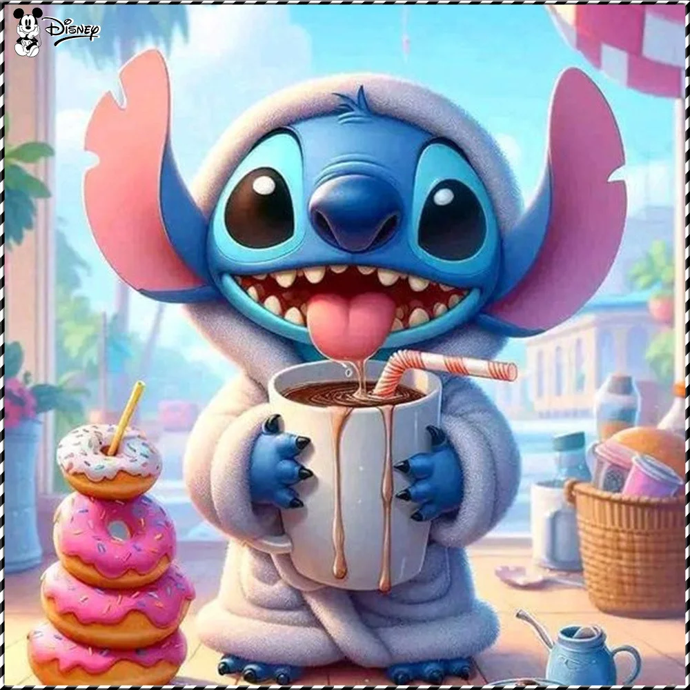 

Disney полная квадратная круглая алмазная живопись Лило Стич мультфильм мозаика еда стена милый декор комнаты