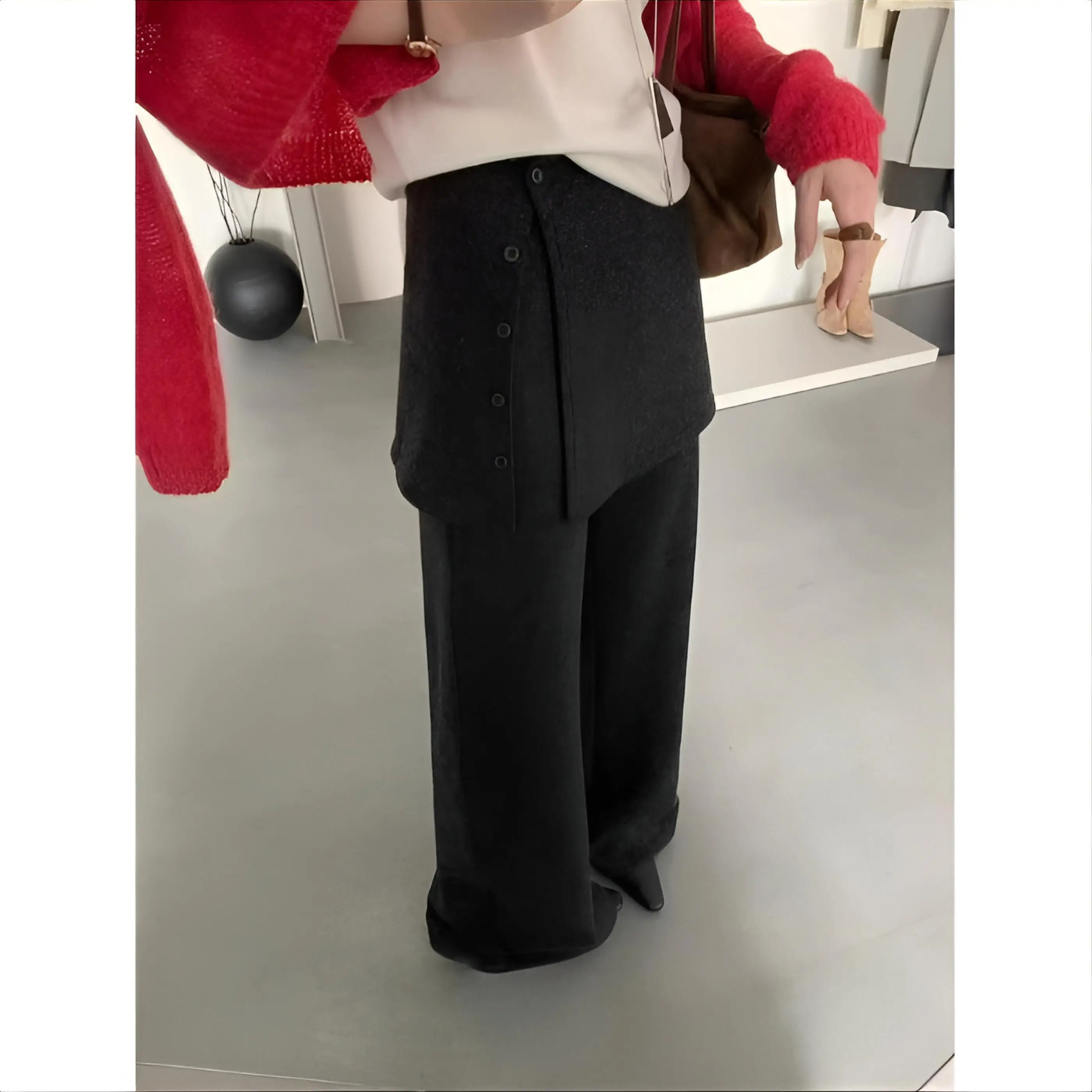 Pantalones Vaqueros Anchos de Cuero para Mujer, Estilo Gótico Punk Alternativo E-girl, Detalles Cromados, Color Negro, Nuevo Modelo 2026, Marca Original, Combinable con Todo