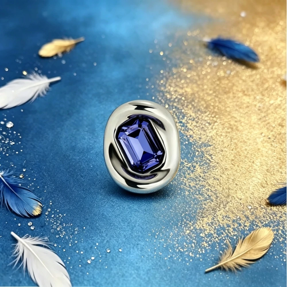 

2026 New Spain S925 Silver Fashion Blue Crystal Ring European and American Style Boutique Jewelry