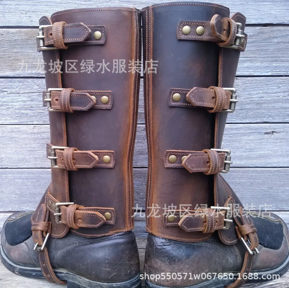 New Retro Vintage-Style Leather Ankle Guards with Buckle Without Shoes Party Cosplay Props