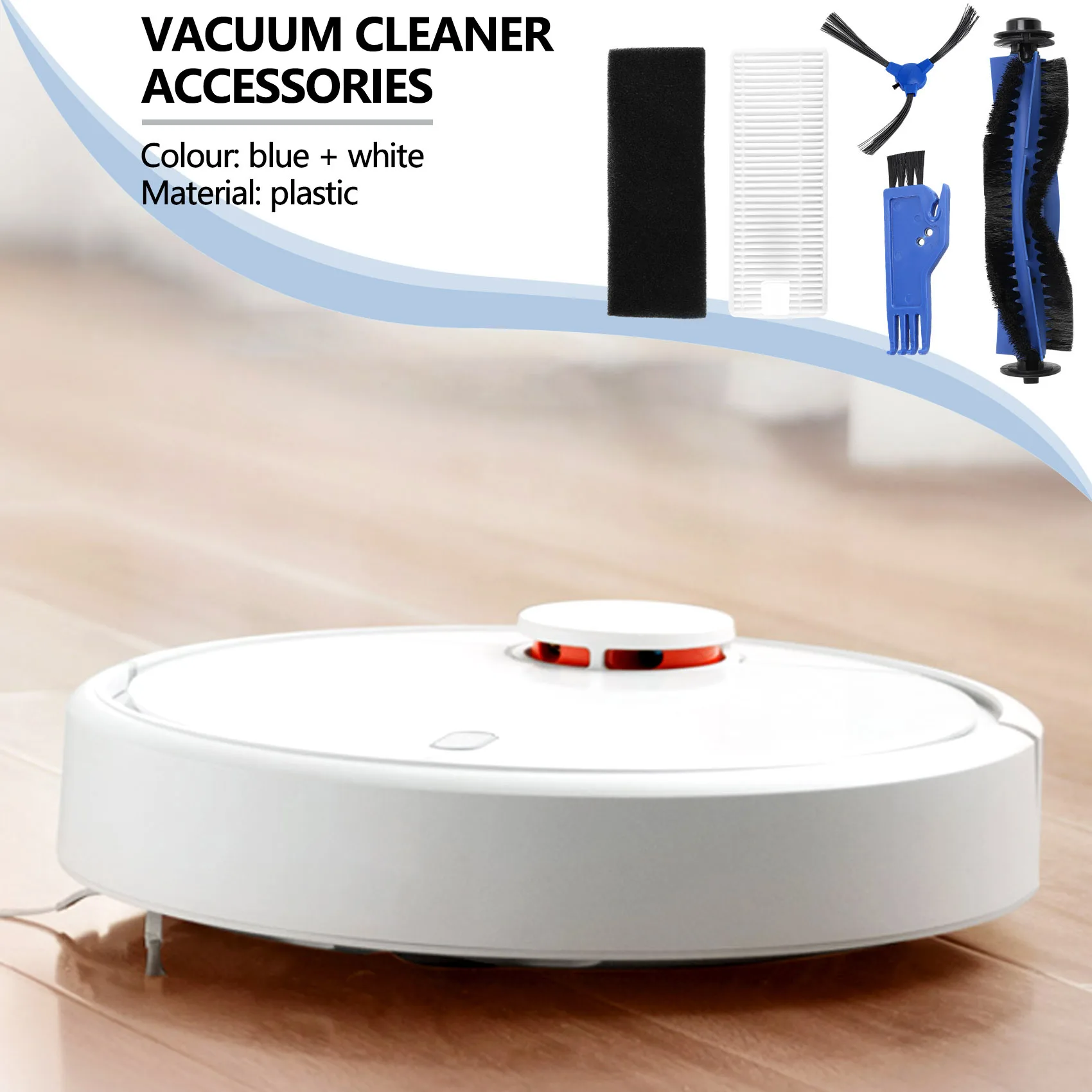 أطقم بديلة لـ Cecotec Conga ، ملحقات مكنسة كهربائية آلية ، مرشح Hepa ، فرشاة جانبية ، فرشاة دوارة ، ، من من من الخارج