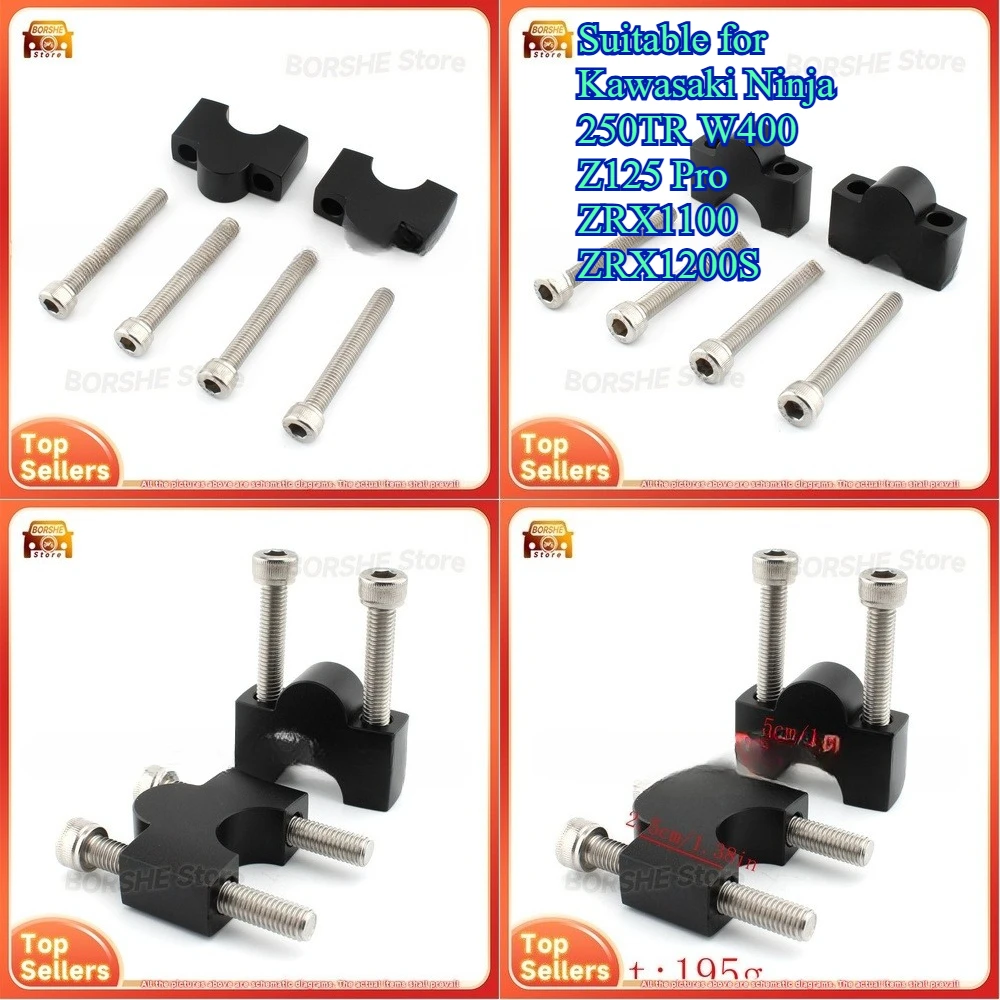 

2026 Motorcycle Handlebar Riser 25mm Suitable for Kawasaki Ninja 250TR W400 Z125 Pro ZRX1100 ZRX1200S Universal Fitment