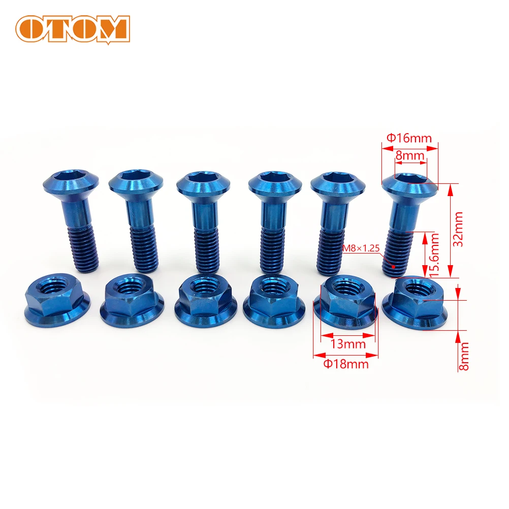 OTOM Motorcycle Sprocket Bolts M8x1.25 Chainwheel Chain Plate Screws Nuts Set For HONDA YAMAHA KXF SUZUKI AVANTIS BRZ Universal