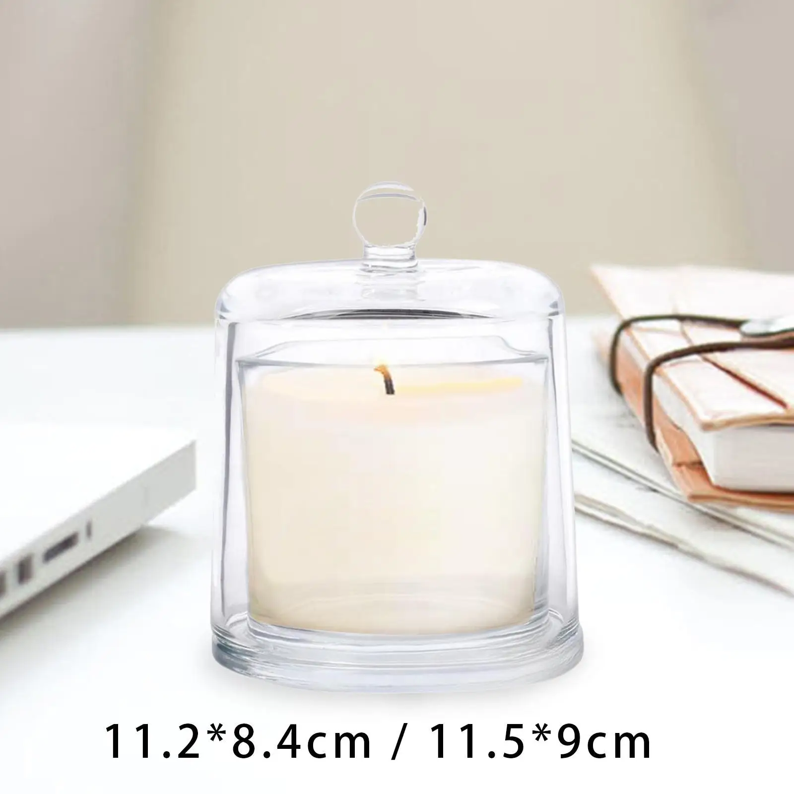 Bell Jar Candle Holder Wedding Table Decoration with Top Handle Cloche Glass Dome for Candy Dessert Plants Cake Aroma Stones