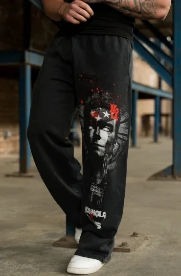 

youngcla the boys men casual pants loose fit streetwear graffiti print summer joggers