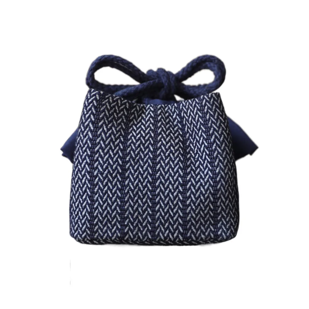 Chinese Style Teapot Cup Cotton Protect Cloth Bags Breakage-proof Denim Teacup Drawstring Cloth Pouch Dustproof Portable