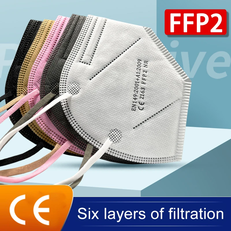 Masque facial de sécurité FFP2 à Filtration 98%, 6 couches, respirant, expédition rapide