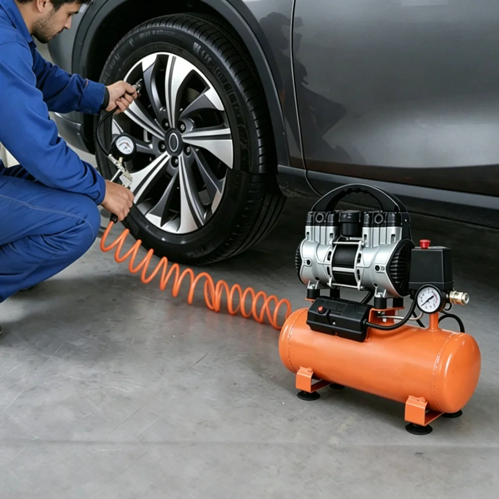 Quiet Low Noise Oil Free Air Compressor, Mini Portable Electric Air Compressor Low Noise for Home, Inflator, Small Pneumatic Tools