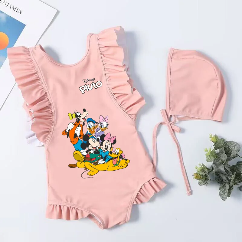 Pluto bañador de dibujos animados de Mickey para niños, traje de baño para playa, ropa para niños, Bikini de una pieza, vestidos para niñas