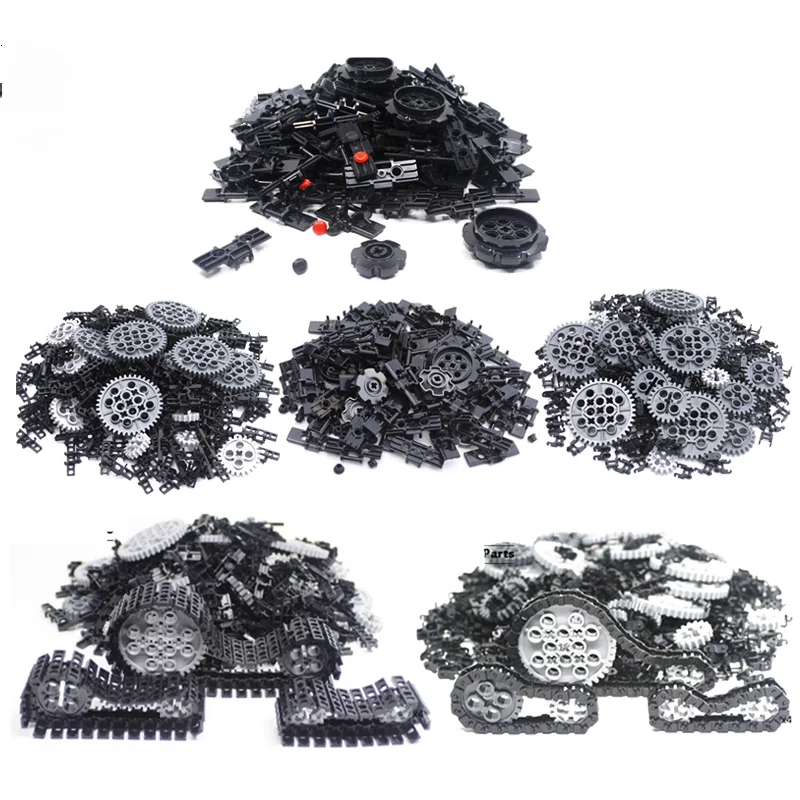 372-634Pcs/lot Technical Link Chain Gears Rubber Stopper MOC Building Block Bricks Spare Parts Bulk Kit for Tank Track DIY Toys