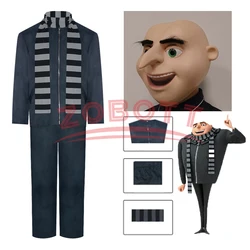 3PCS Movie Minions Despicable Me Gru Cos Costume Mask Halloween Party Performance Cosplay Costume Top+Pants+Scarf+Mask