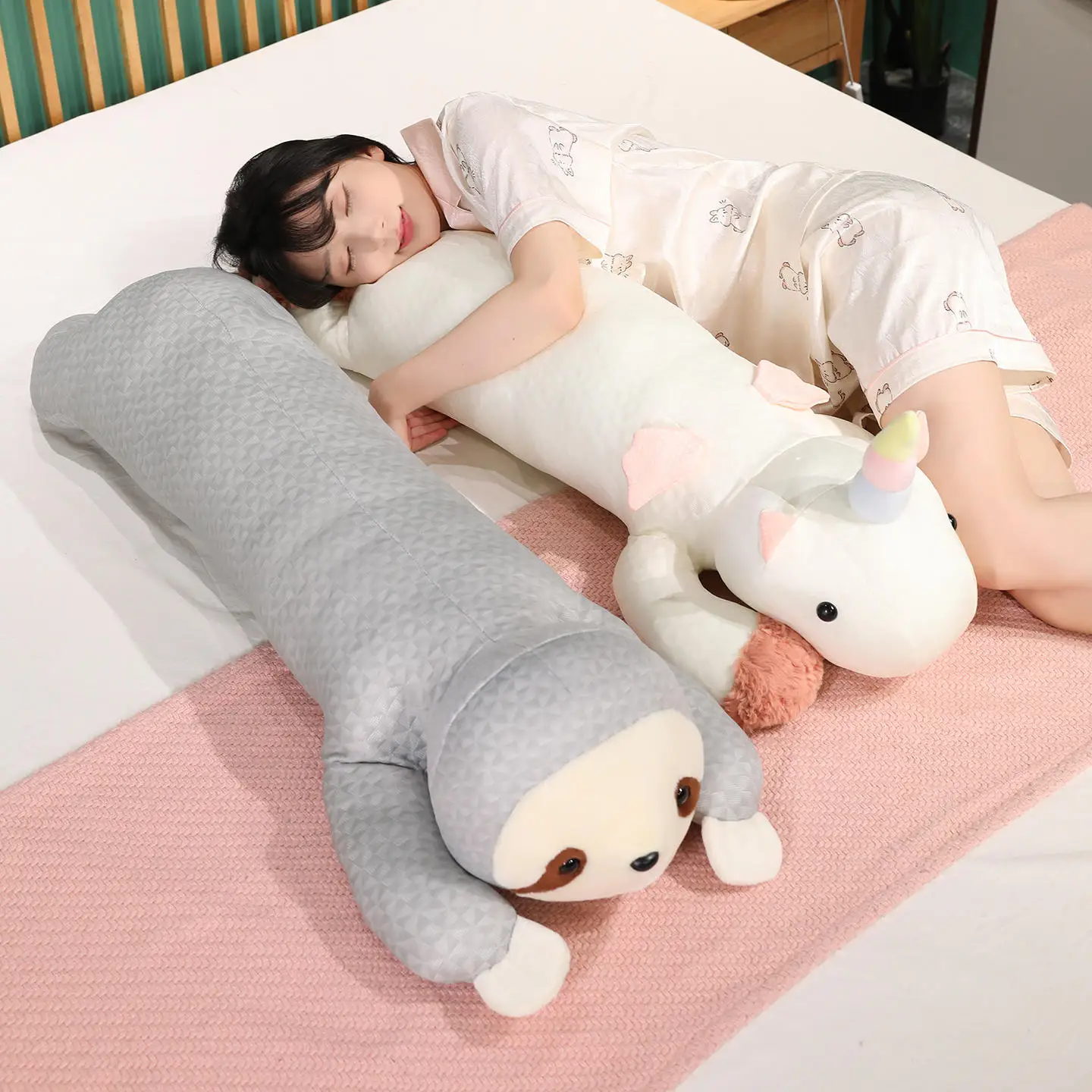 100 ซม.การ์ตูนสัตว์ไดโนเสาร์ตุ๊กตาPlushหมอนฤดูหนาวฤดูร้อนUnicorn Slothแมวสุนัขช้างPlushของเล่นตกแต่งบ้านWarm Hug