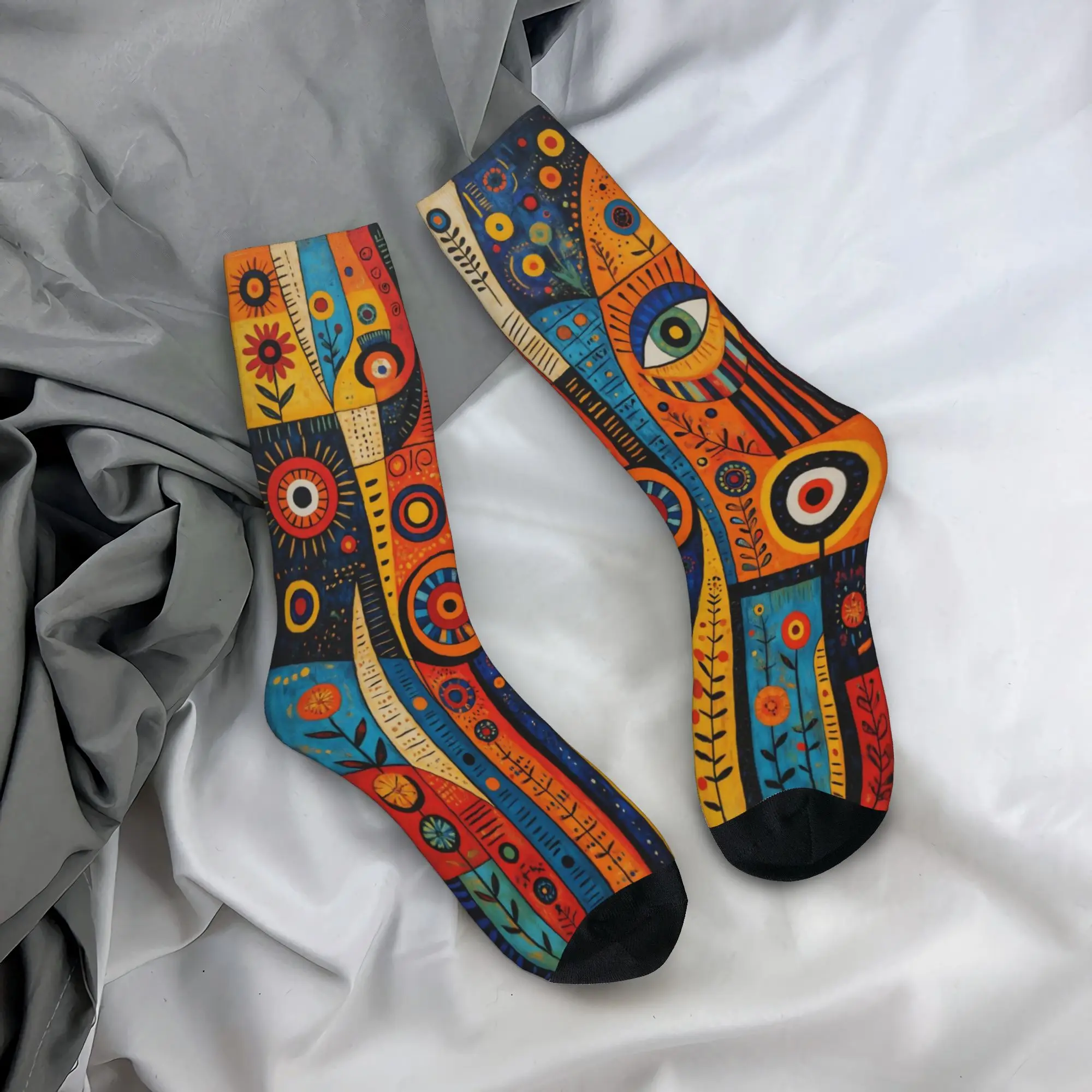 Abstract Art Face Theme Socks Merch for Women Cozy Crew Socks