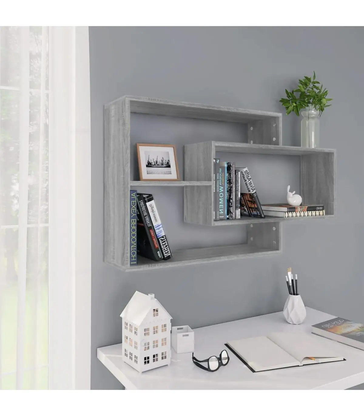 Sonoma 104x20x58,5 cm gray plywood wall shelving shelves