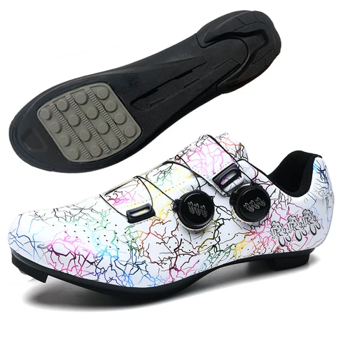 Zapatos deportivos de ciclismo para hombre y mujer, calzado antideslizante de goma, de cuero PU, transpirable, al aire libre para carreras, botas de bicicleta, Unisex
