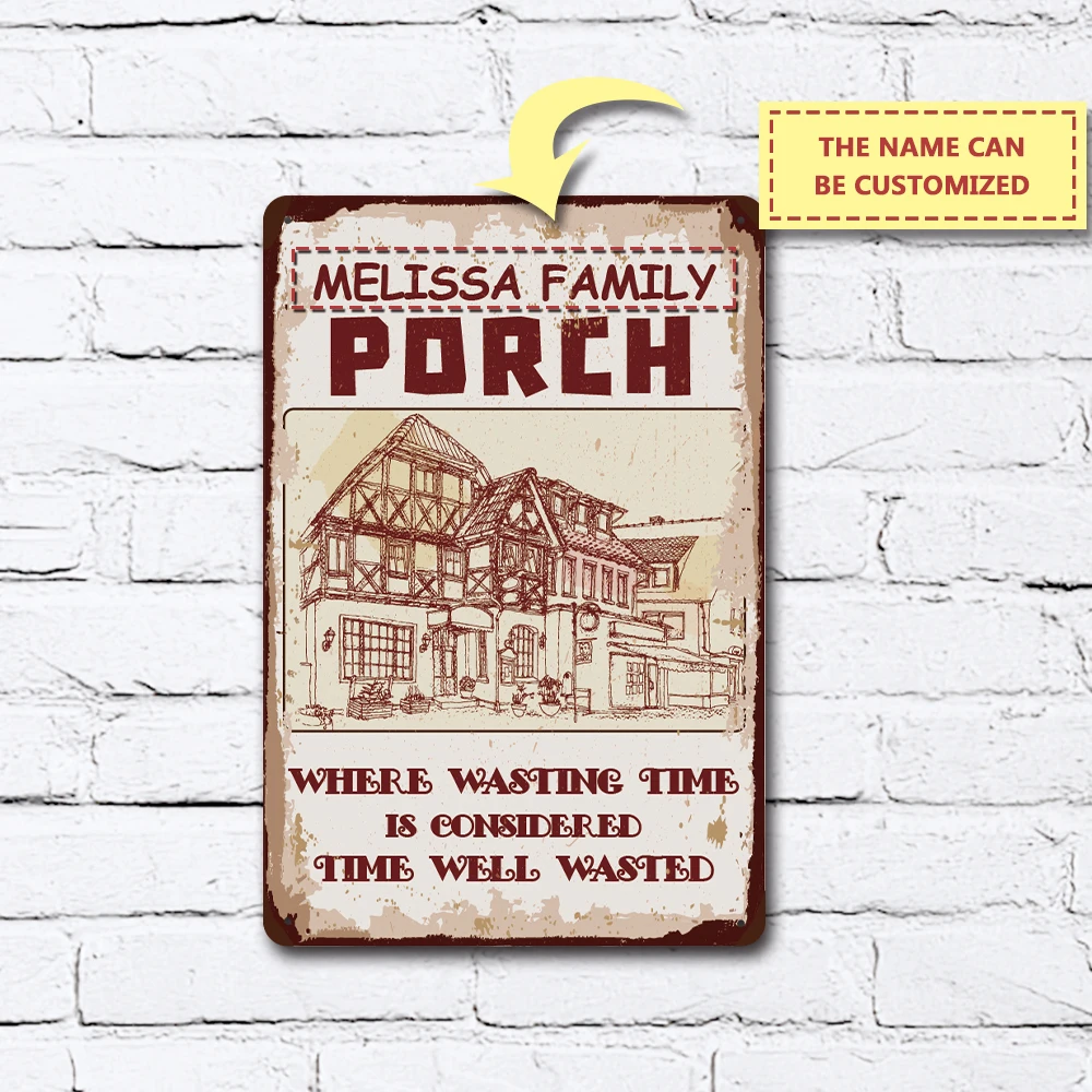 

1pc porch farm Custom name Tin Wall Signs Metal Plate Signs For Wall Decor