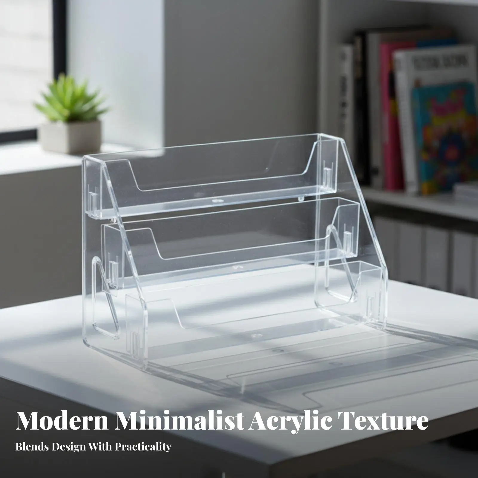Acrylic Display Shelf for Lip Products Palettes and Perfumes Clear PET Plastic Vertical Rack with Anti Fall Guardrails