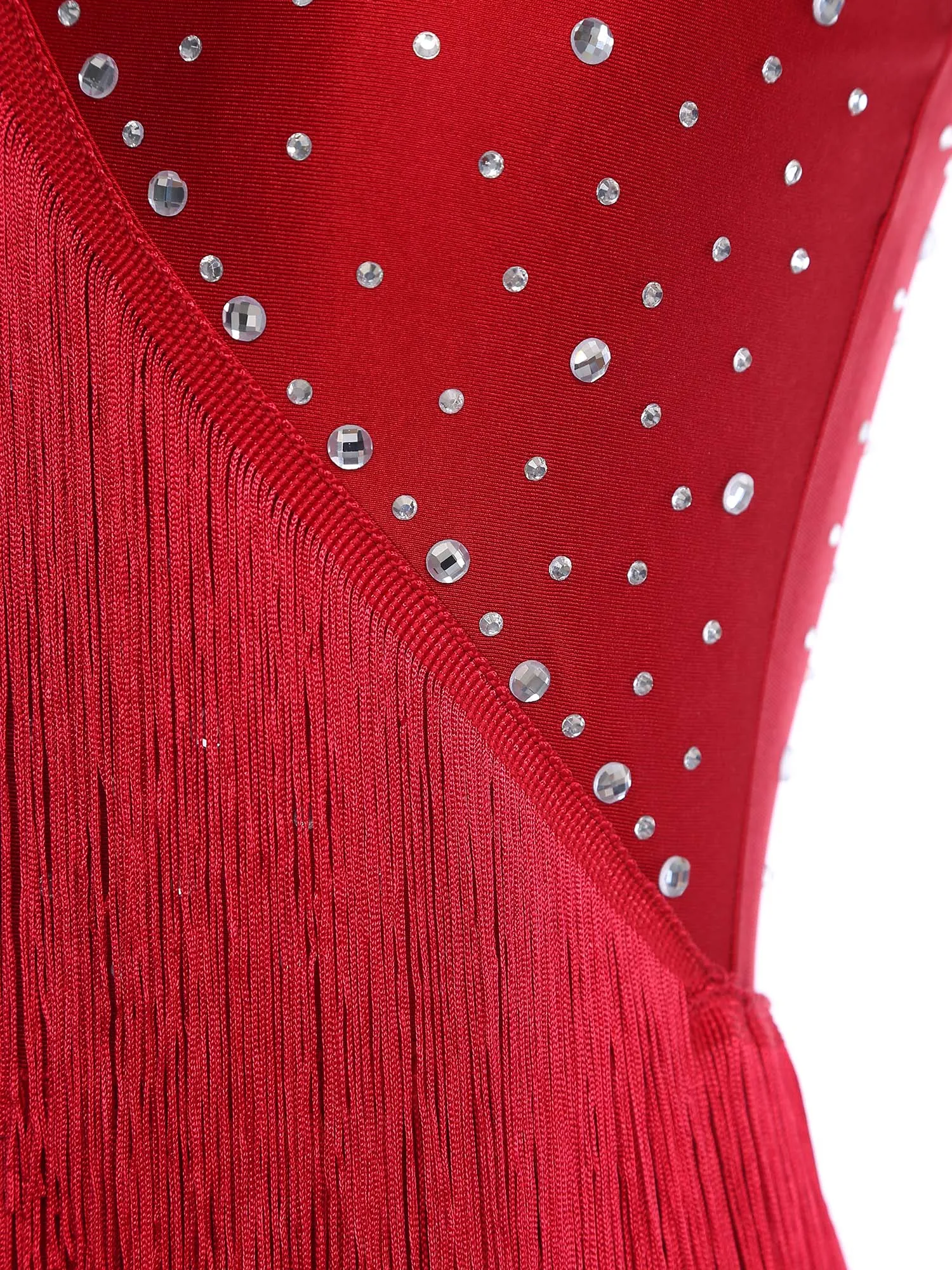 レディース ジャズ ラテン ダンス衣装 ストラップバック ノースリーブ レイヤード タッセル レオタード ドレス タンゴ サルサ チャチャ サンバ ダンス ボディスーツ