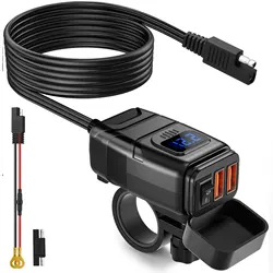 Motorcycle USB Charger QC3.0 Handlebar Fast Charging Waterproof 12V Moto Socket Adapter With Voltmeter Motorcycle Accessories
