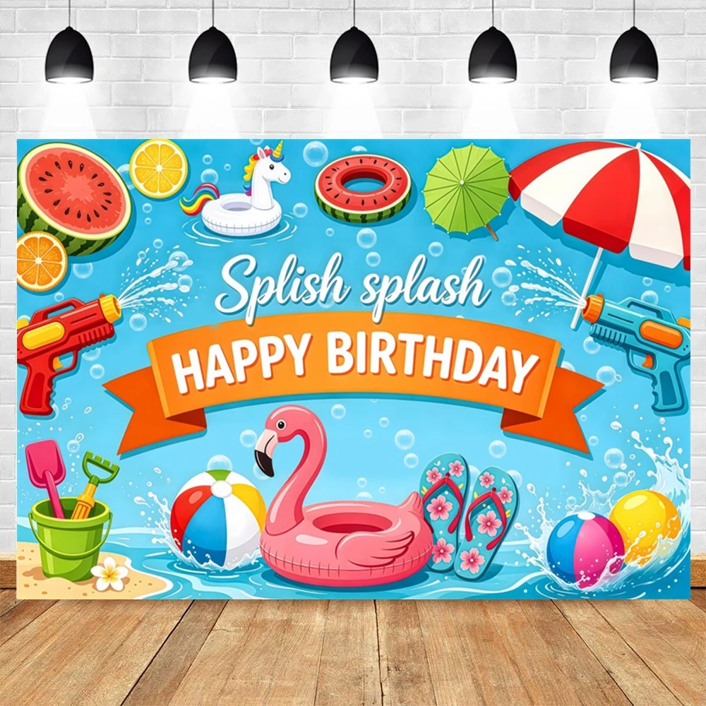 Summer Pool Party Decor Photography Backdrop Swim Ring Kids Adult Birthday Party Summer Portrait Photo Background Photo Studio