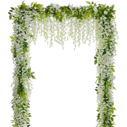1.8M White Silk Wisteria Artificial Flowers Vine Garland Plants for Room Wedding Arch Decoration Fake Plant  Flower Wall Decor