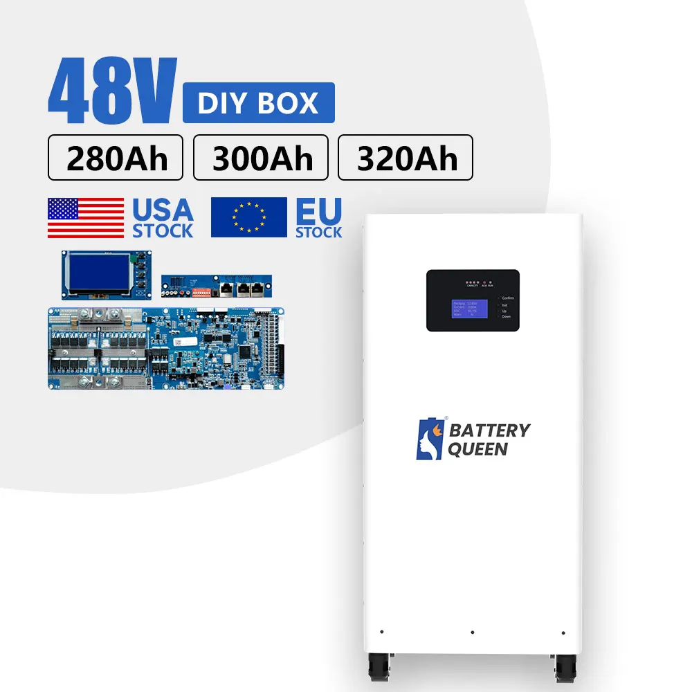 618 Seplos 48V Battery LiFePO4 Case DIY Kits Bundle Smart BMS 51.2V 280ah BT LCD 2A Active Balancer Lithium Case Assemble Box