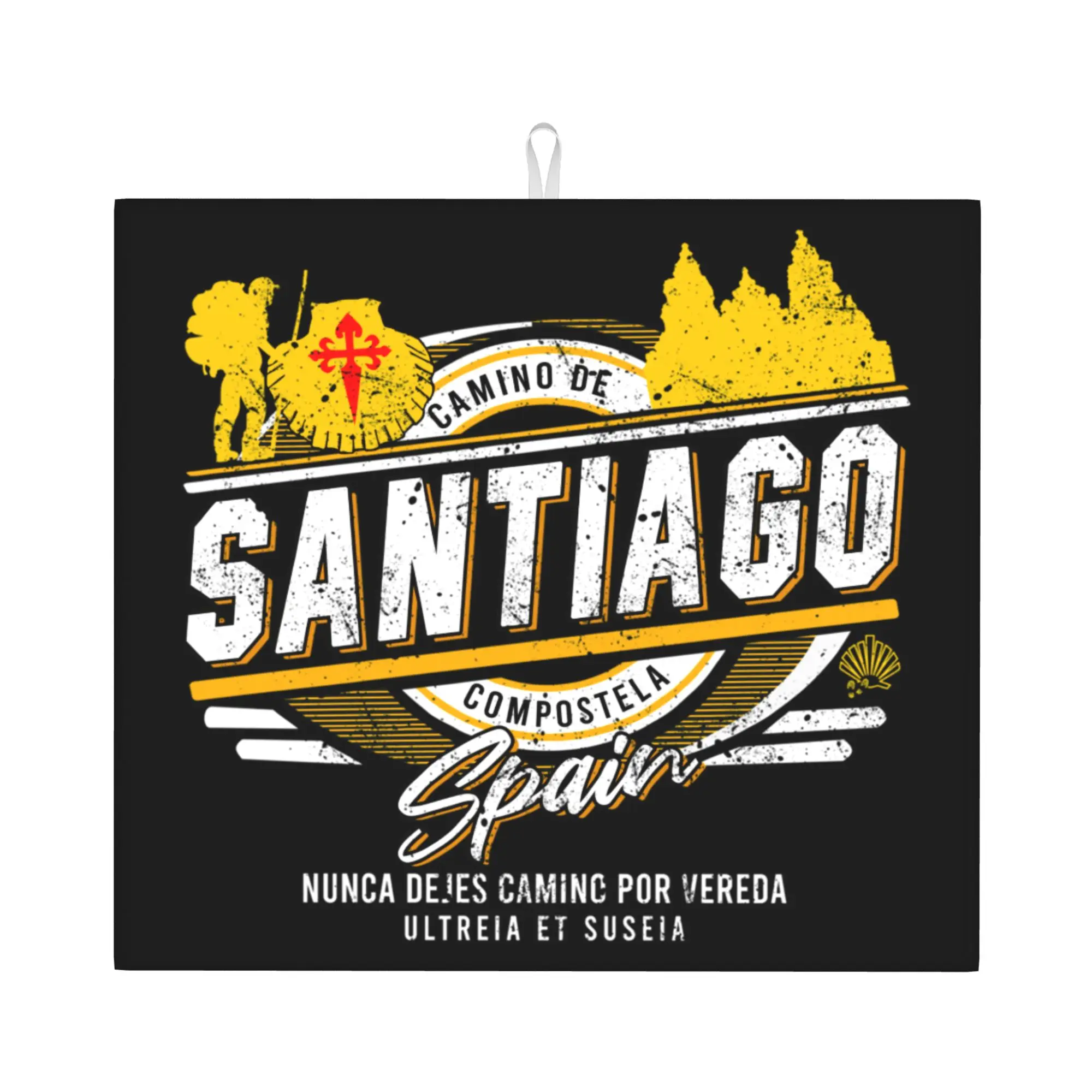 Buen Camino De Santiago Drying Mat For Kitchen Waterproof Non‑Slip Compostela Peregrino Bathroom Countertop Protector Mat