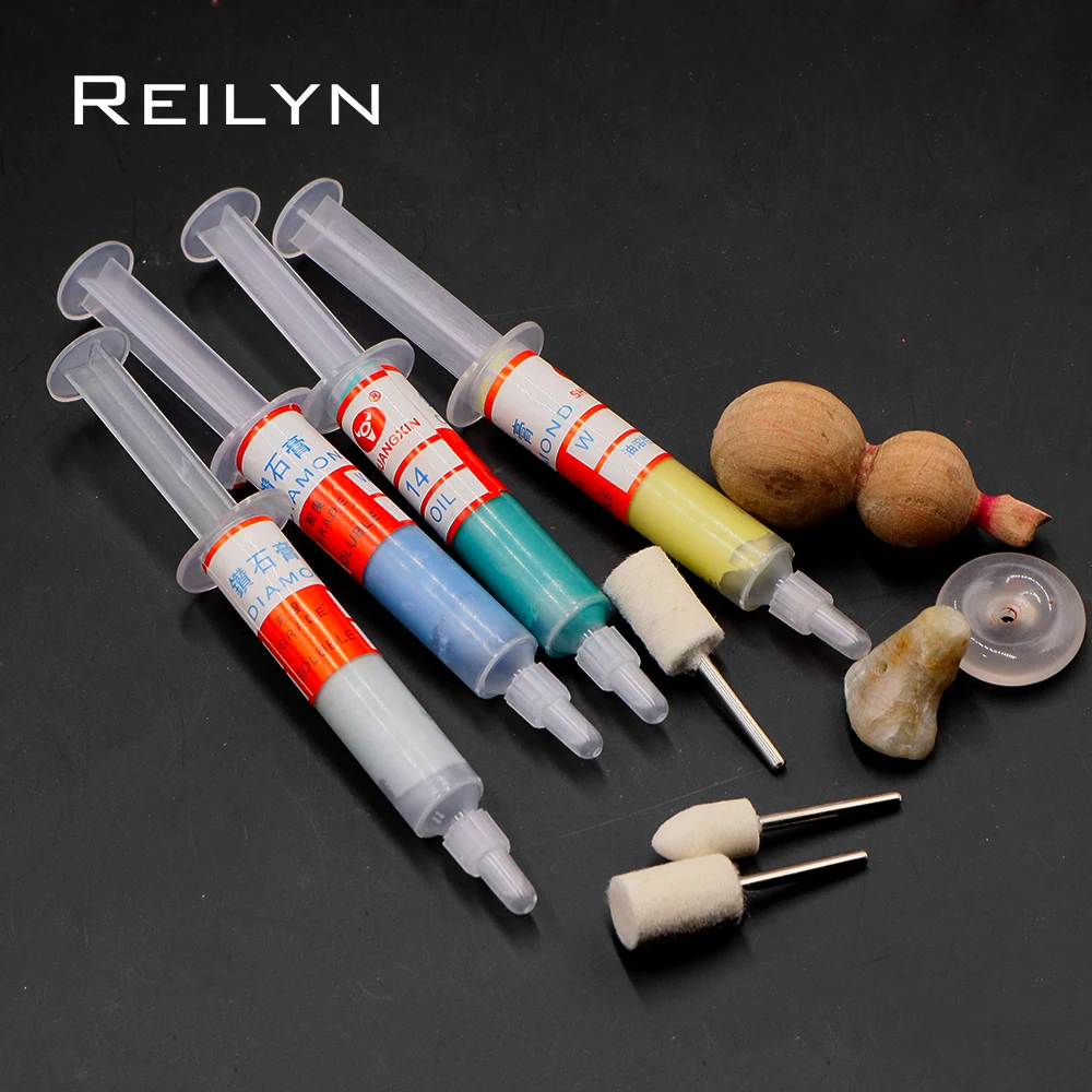 5pcs/set diamond polishing paste syringe grinding paste 0.5-10W polishing agent for jade woodworking metal surface grinding