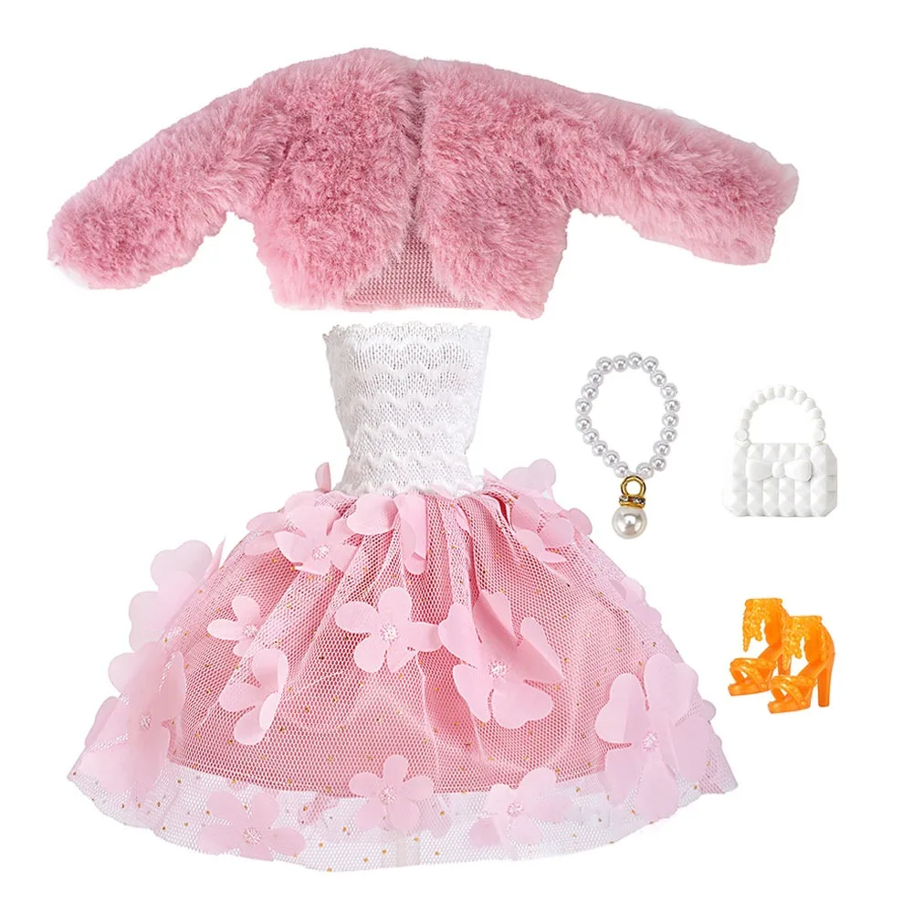 

1/6/30 см/11 "одежда для кукол, аксессуары для кукол, разноцветное пальто для куклы, комплект платья, ожерелье, сумка, обувь, волосатое пальто, мини-плюшевое пальто