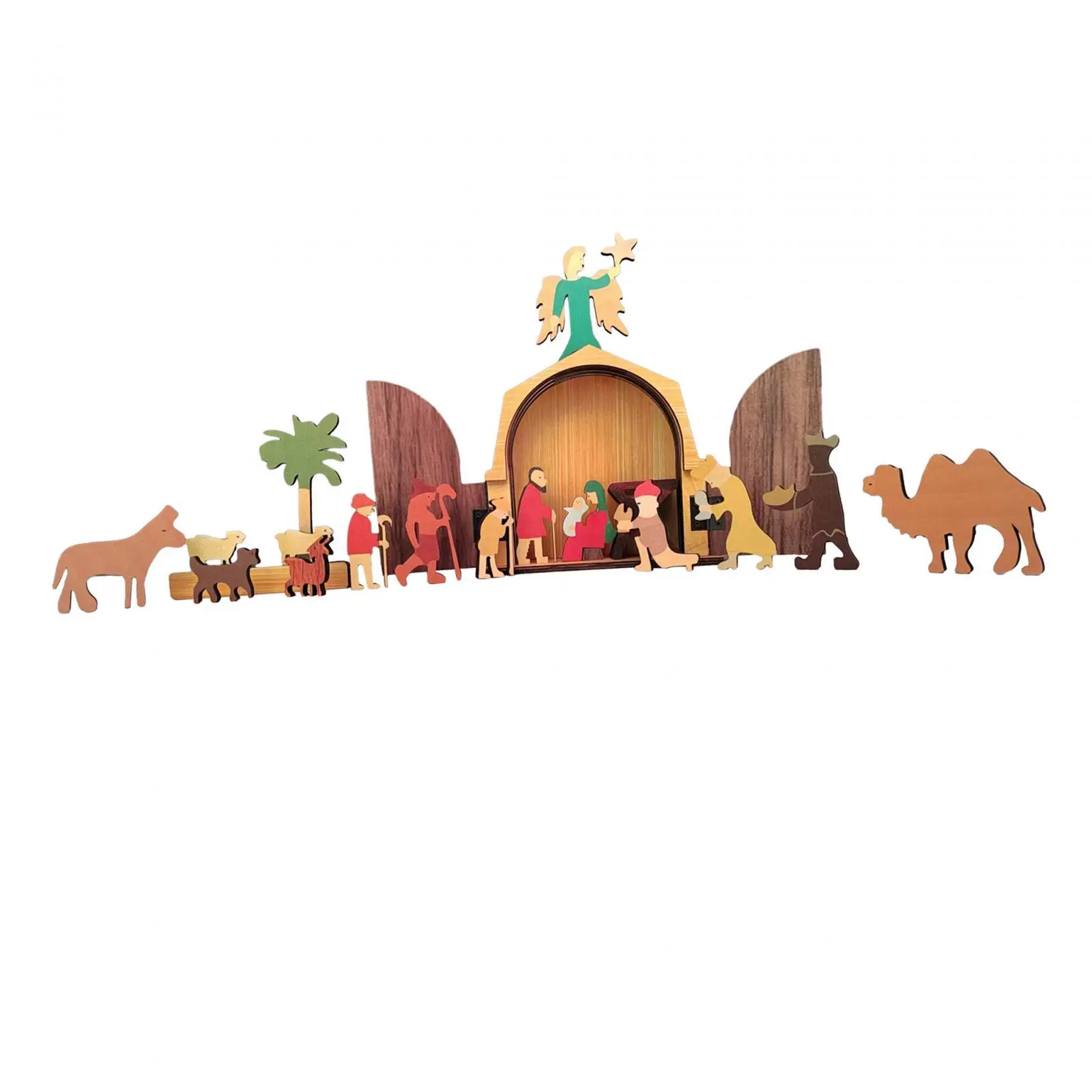 Christmas Nativity Scene Ornaments for Indoor Family Shelves