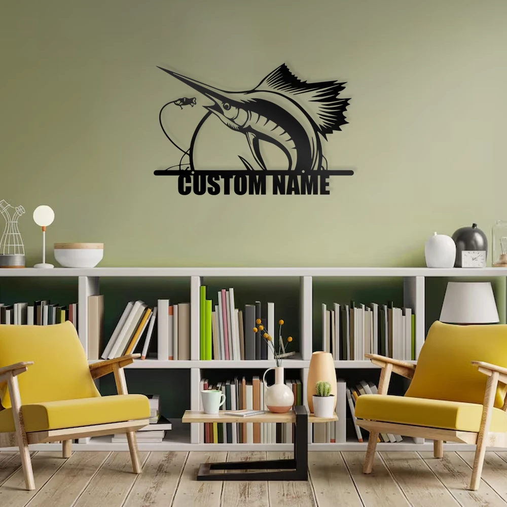 

1pc nice tuna Customized Name Tin Wall Signs Metal Wall Plaque For Living Room Kids Room