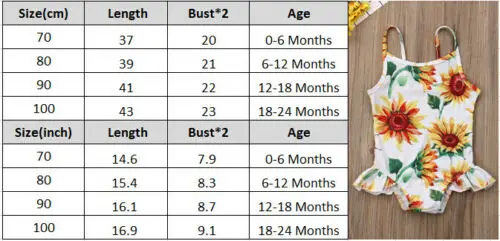 2024 modne niemowlęta dziewczynki strój kąpielowy na lato bez rękawów, na ramiączkach nadrukiem słonecznika stroje kąpielowe z falbanami