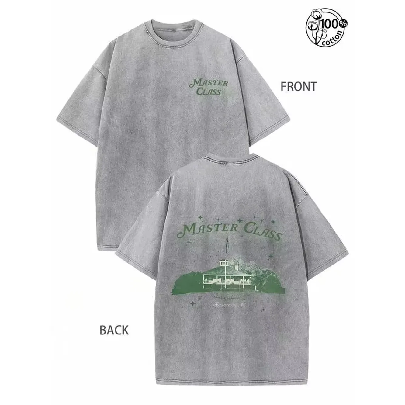 Master Class Augusta T-Shirt Front & Back Print Cotton Golf Apparel;Retro Street & Outdoor Sports,Golf Tee-Augusta Masters Inspired Graphic Shirt