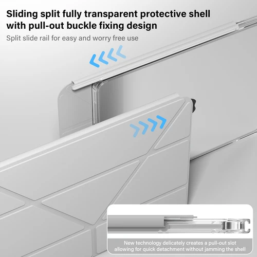 Imagen 2 del producto ZOYU para iPad para iPad Pro 11 12,9 cubierta acrílica desmontable deslizante, para iPad 10th 10,9 Air 11 Air 4/5 10,2 7/8/9 th mini 6