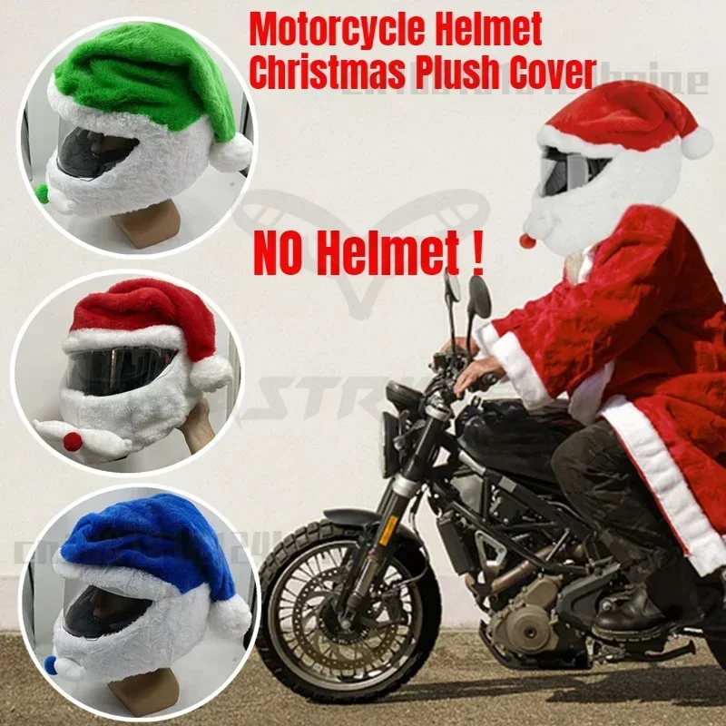 Christmas Motorcycle Full Helmet Plush Cover Creative Santa Claus Motorcycle Helmet Hat Personalized Ride Christmas Gift