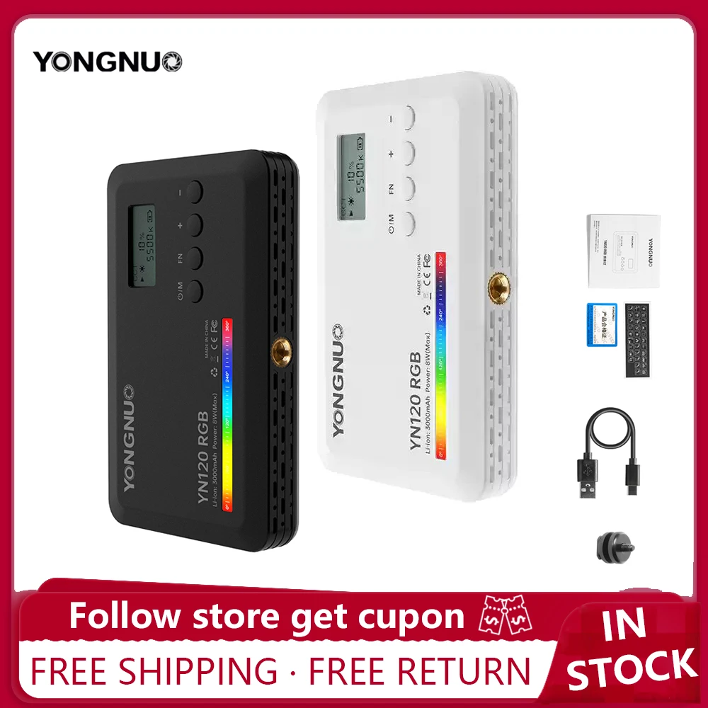 YONGNUO YN120RGB Luz de vídeo RGB de bolsillo 2500K-9500K CRI 95+ Batería incorporada 3000mAh