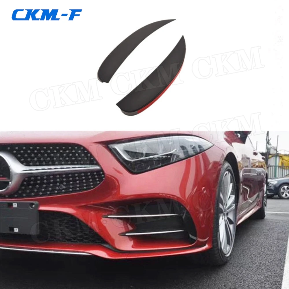 Carbon Fiber Front Bumper Splitter Fins for Benz CLS Class W257 CLS260 300 350 450 CLS53 AMG43 Style ABS Gloss Black Decorations