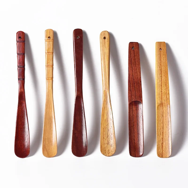 Solid Wood Shoe Horn Short Handle 16-40cm Comfortable Slip-On Spoon-Shaped for Elderly Pregnant Women Home Hotel Shoe Spatula