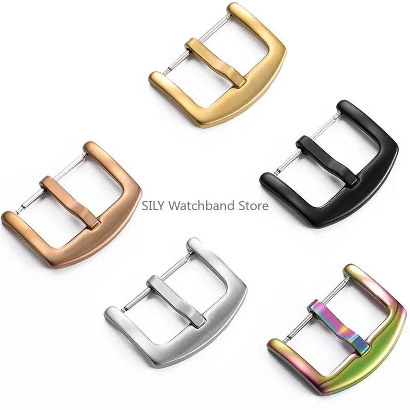 16mm 18mm 20mm 22mm 24mm Metal Watch Band Buckles Brushed Solid Clasp Silver Black Gold Stainless Steel Button Watches Accessory