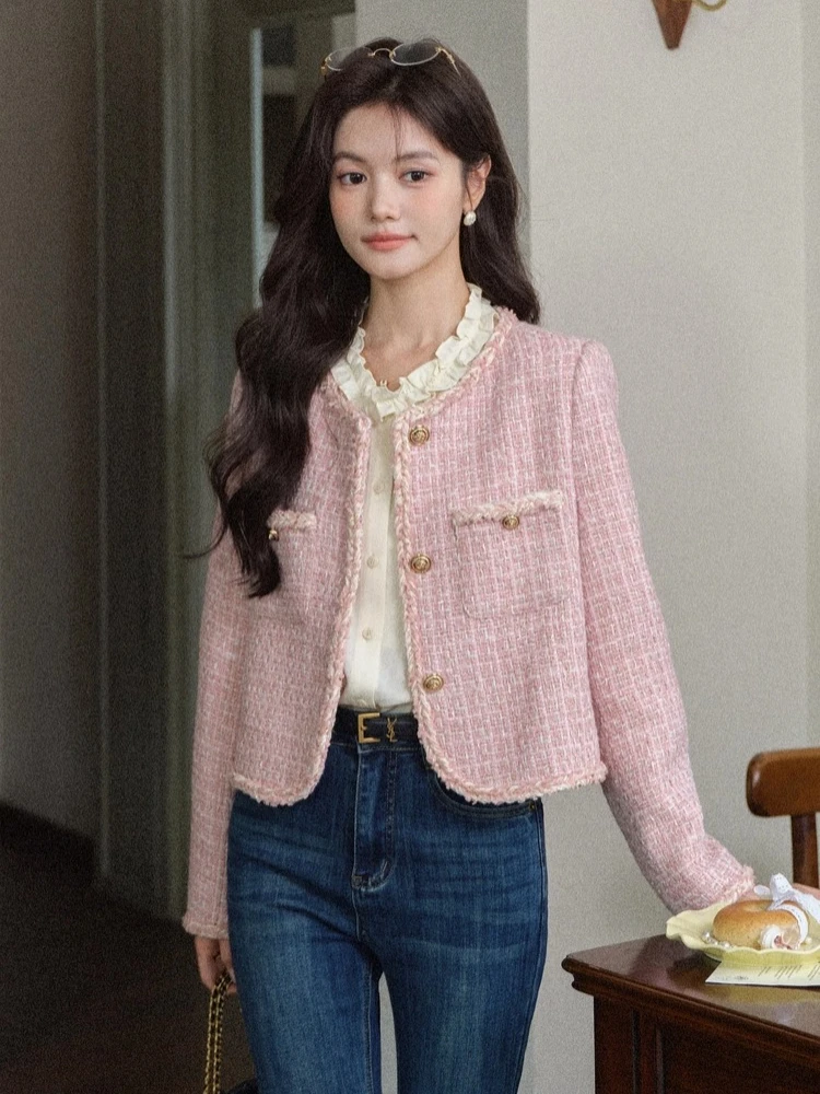 

ALXNAN Women's Short Jacket Regular Shoulder Solid Color Coats 2025 New Autumn Elegance Versatile Commute Female Clothing L57910