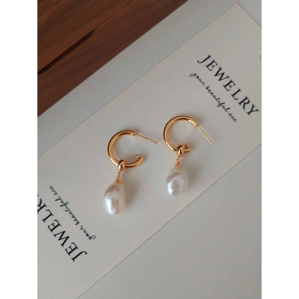 NEW ​ Full Body S925 Pure Silver Plated With 18K Real Gold | Baroque Pearl Earrings 100648