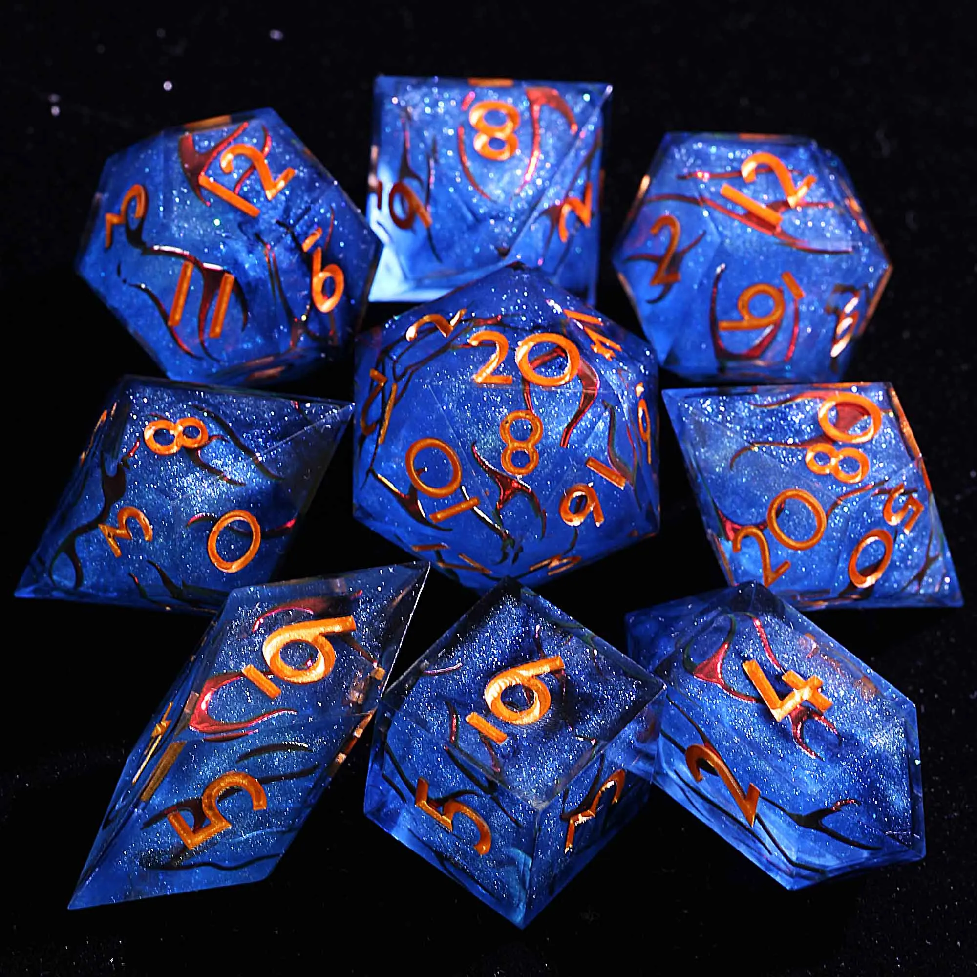 9 Polyhedral Resin DD Dice Set Deepflame Soul Oath