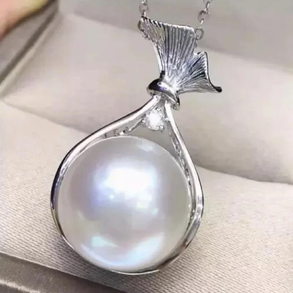 

18 inch gorgeous AAA10-11mm 11-12mm natural round South Sea white pearl pendant necklace 925S