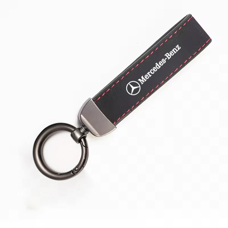 

1pc High Quality Leather Keychain Emblem Car Logo Keyring For Mercedes Benz AMG A B C E G W204 C260 E300L A200L GLC300 CLA
