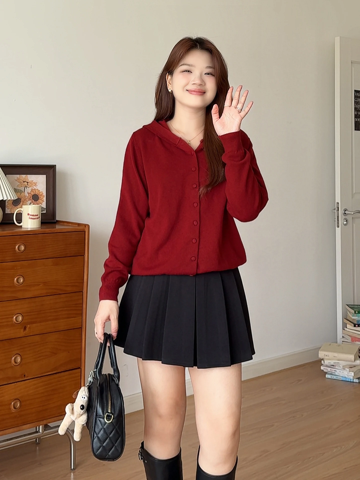 

Вязаная толстовка больших размеров, повседневная свободная посадка, длинная све, однотонный, с эффектом похудения, осенний новый Sle для полных женщин 9309