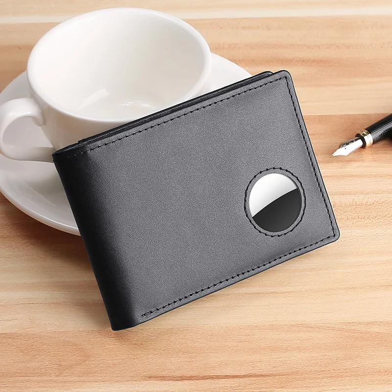 New Style Airtag Wallet Men’s Short Genuine Leather Wallet Top Layer Cowhide Anti-theft RFID Leather Billfold